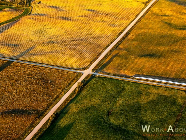 Aerial photo of prairie crossroads 09091335