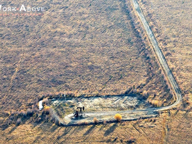 Aerial photo of oil pumpjack