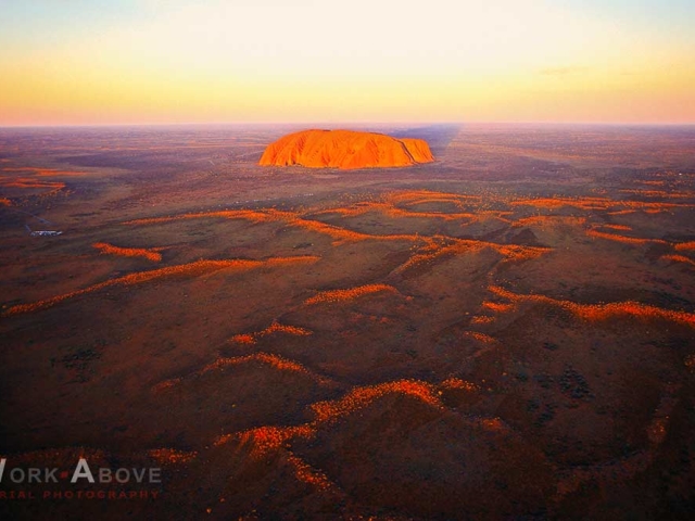 Aerial evening view of Ayers Rock or Uluru Northern Territory - Australia1903