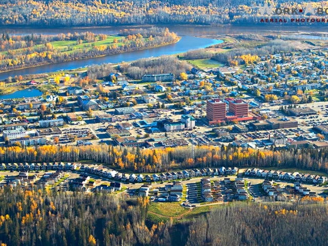 Autumn aerial photo of Fort McMurray in Alberta's oil sands