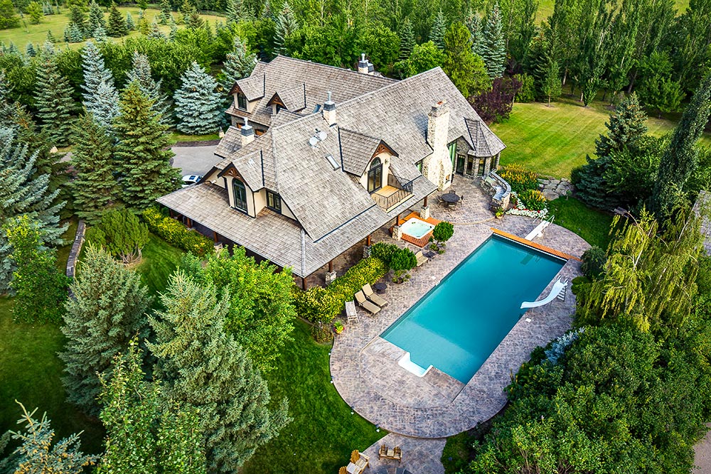 Aerial photo of Alberta home.